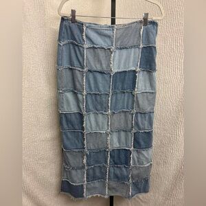 Moments Vintage Patchwork Denim Maxi Skirt Blue Multi Size 13/14 Y2K